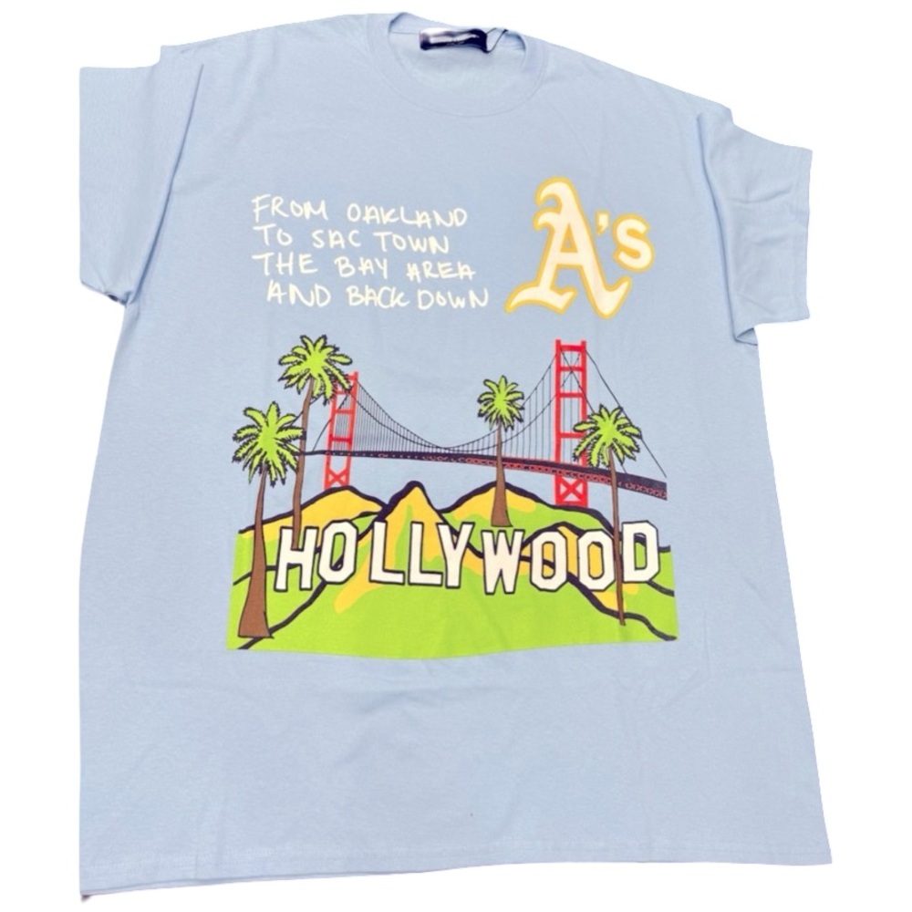 Homme + Femme Back to Cali Graphic Tee XL Light Blue Streetwear NWT Rare